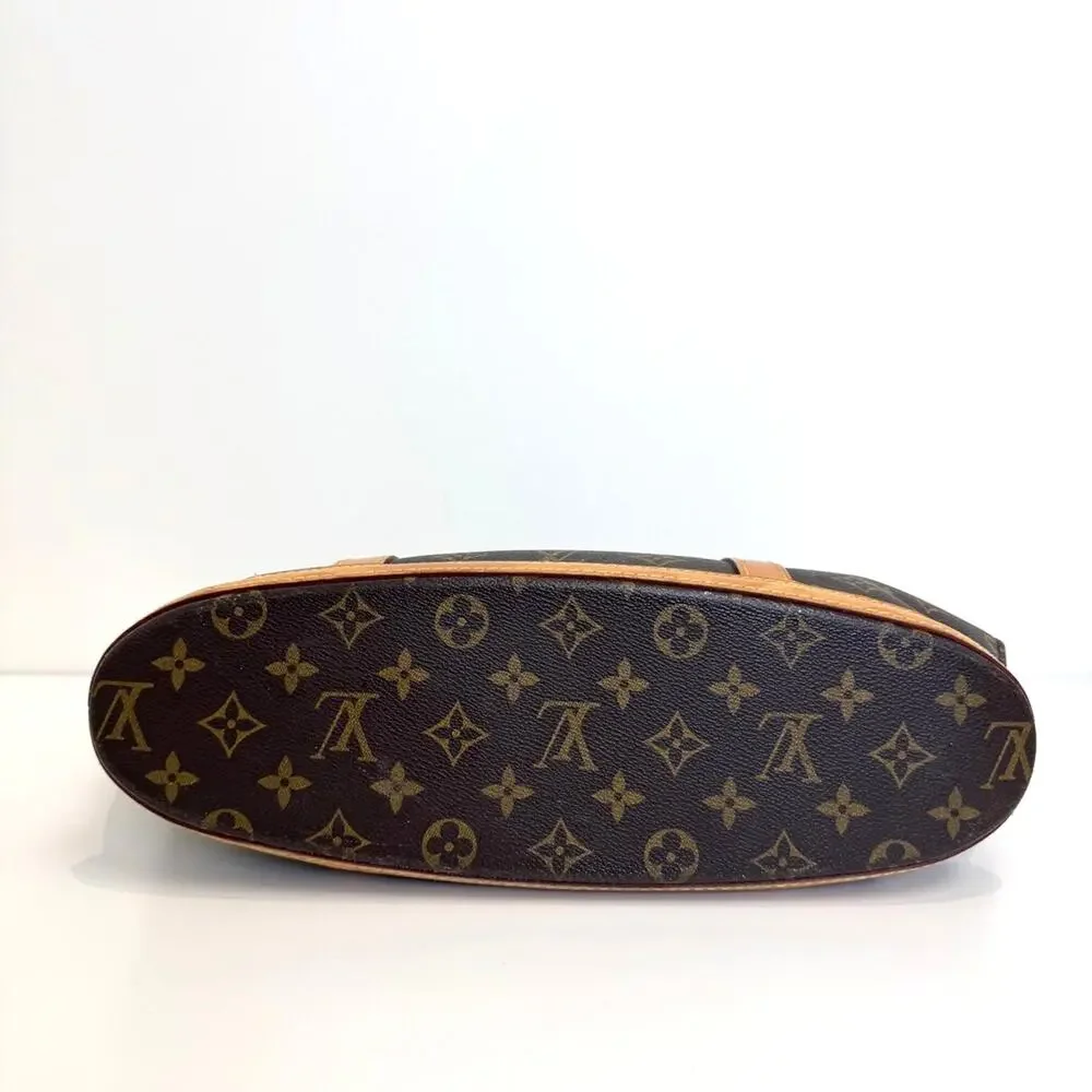 Louis Vuitton Brown Monogram Leather Trim Babylone Tote Bag LV Tan Shoulder Bag